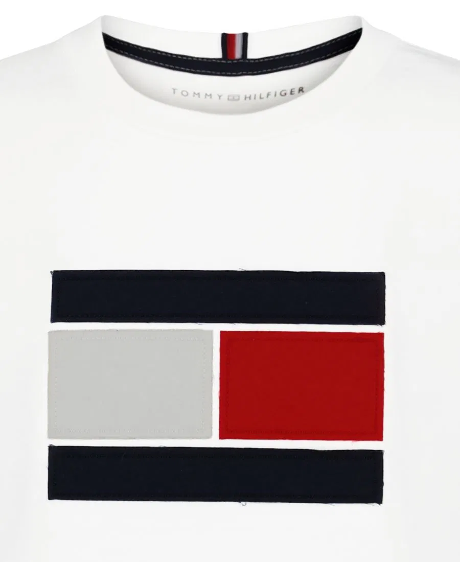 Детская футболка с коротким рукавом и принтом Flag Applique Tommy Hilfiger, White — фото 4
