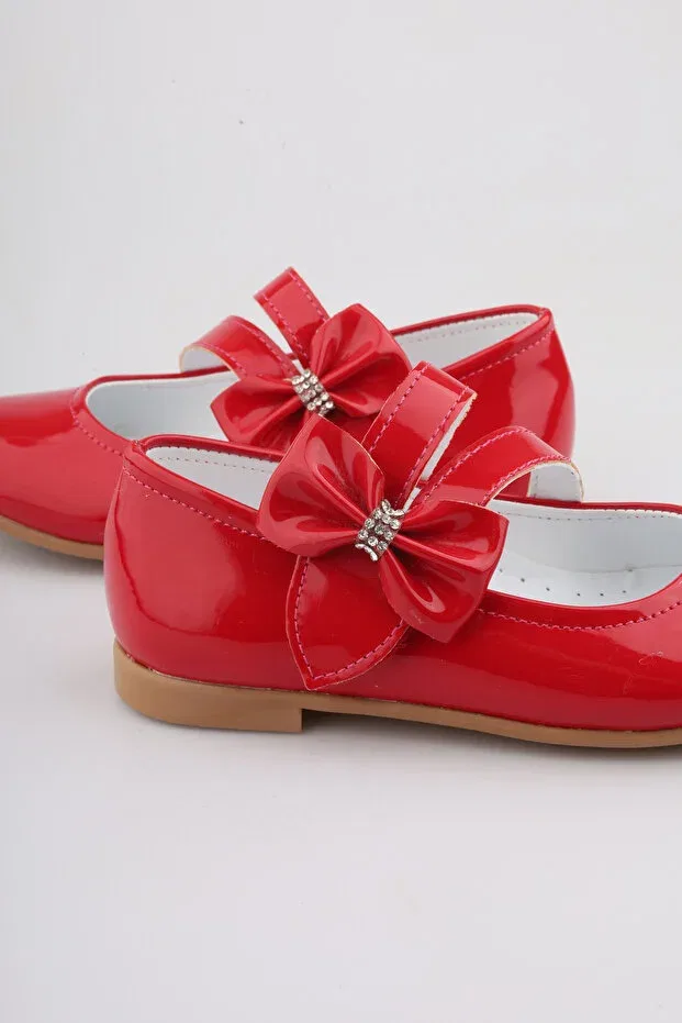 Детские балетки для девочек с принтом Moon Glow, Red Patent Leather — фото 3