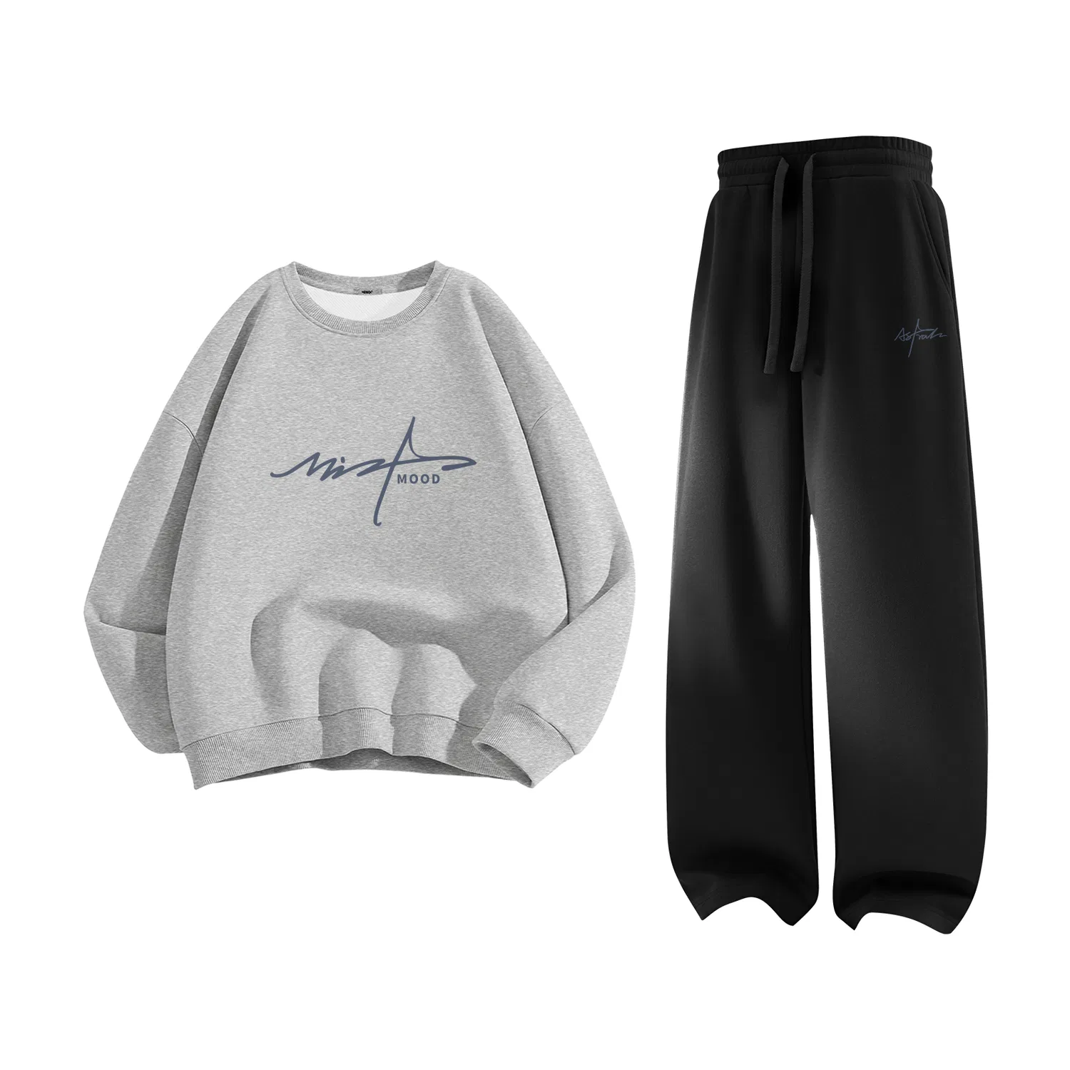 Детские комплекты из футера с круглым вырезом MINISO, Heather Gray + Black