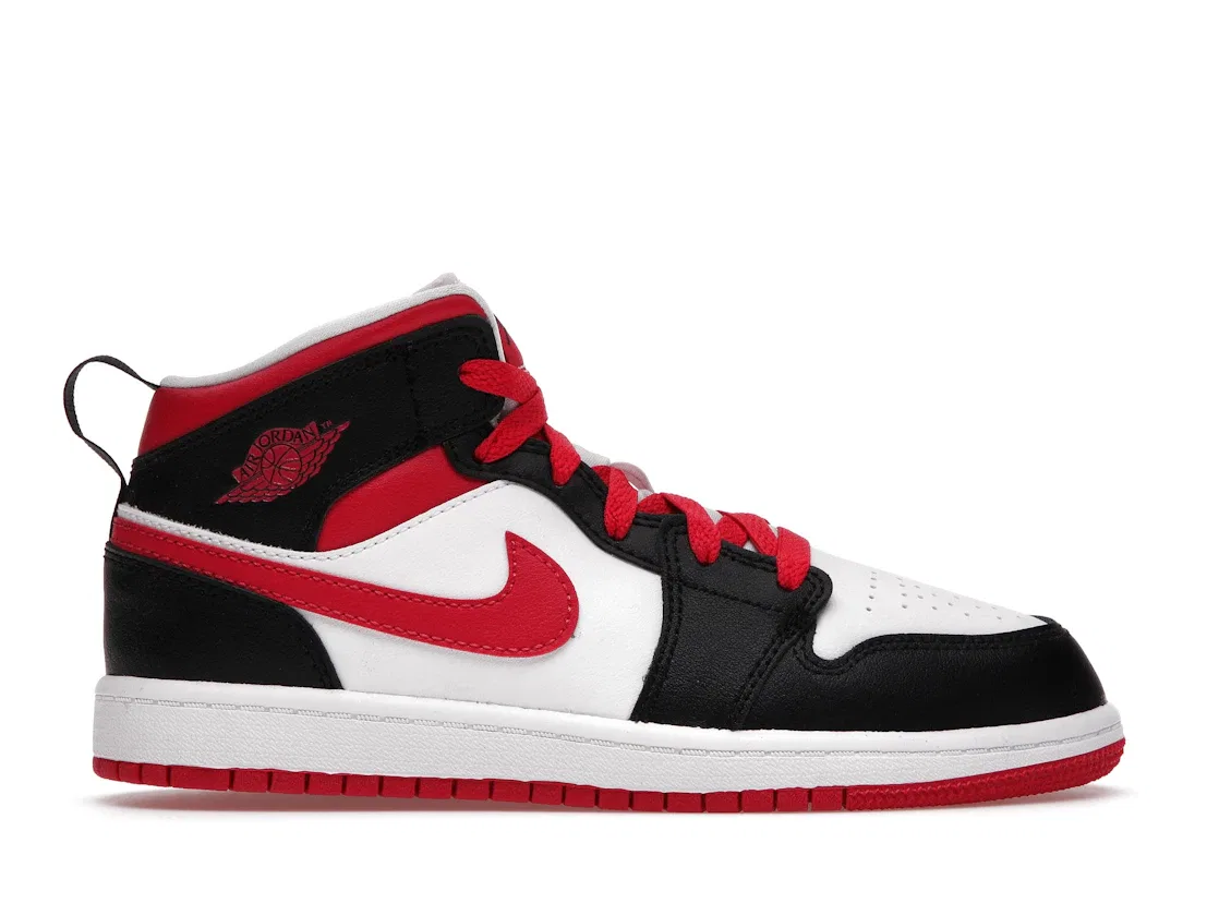 Детские кроссовки с высоким берцем Jordan 1 Mid White/Very Berry/Black
