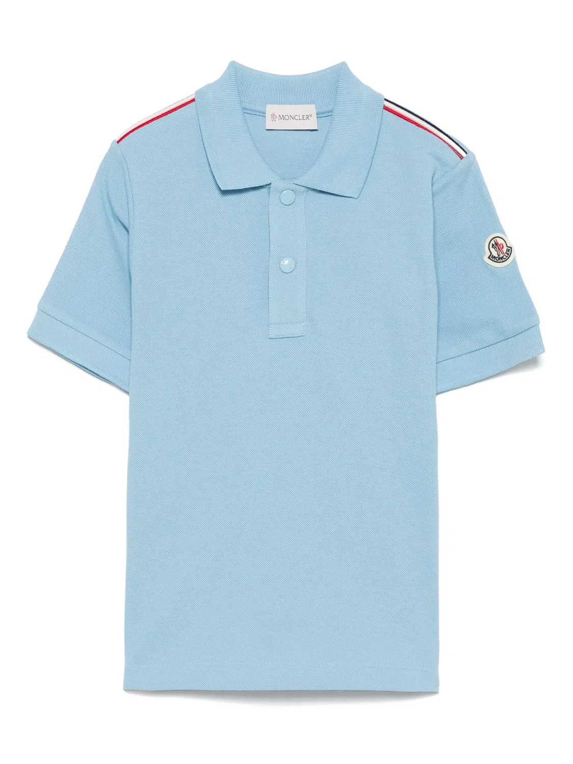 Поло с полосатыми краями Moncler, светло-голубой