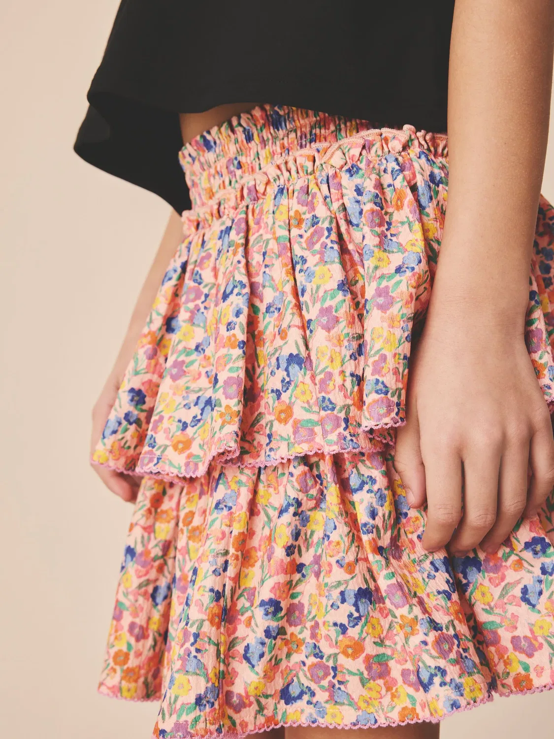 Юбка tiered с воланами, Pink/Orange Floral Next, розовый/оранжевый — фото 4