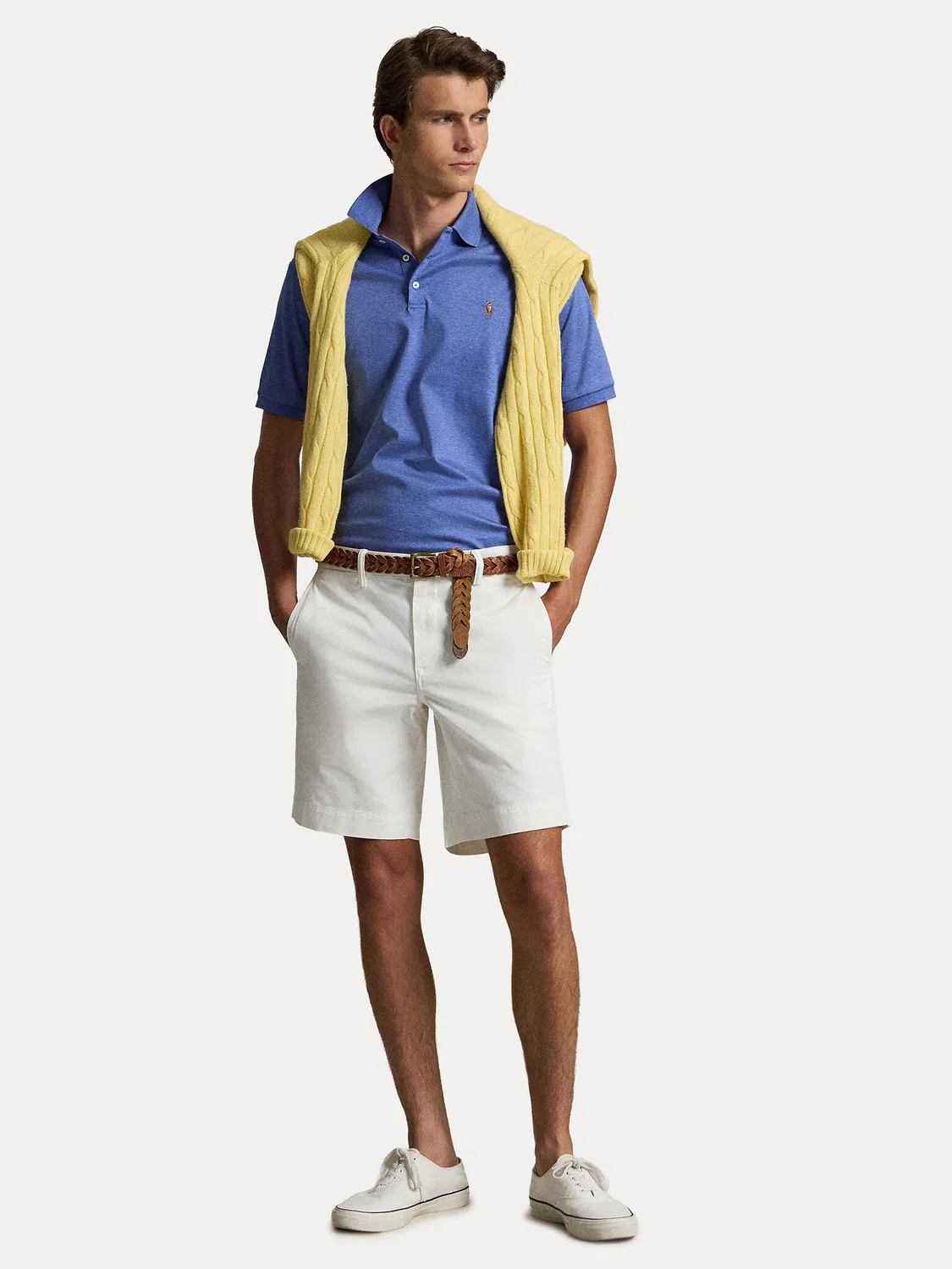 Мужские тканевые шорты стандартного кроя Polo Ralph Lauren, белый — фото 2