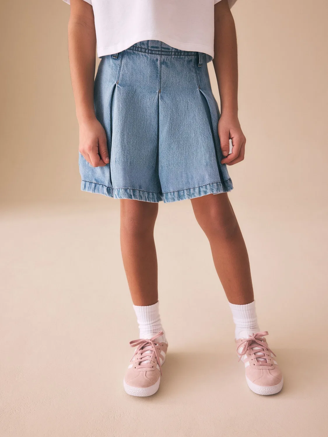 Юбка джинсовая плиссированная теннисная, Light Blue Denim