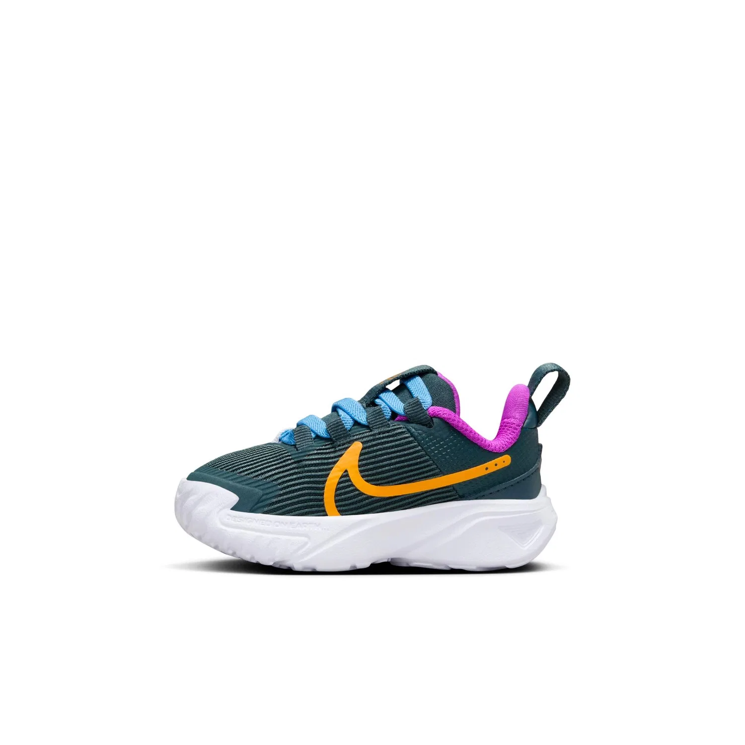 Детские кроссовки для мальчиков с вертикальным трикотажным рисунком Star Runner 4 NIKE, Deep Jungle Sundial Hyper Violet — фото 3