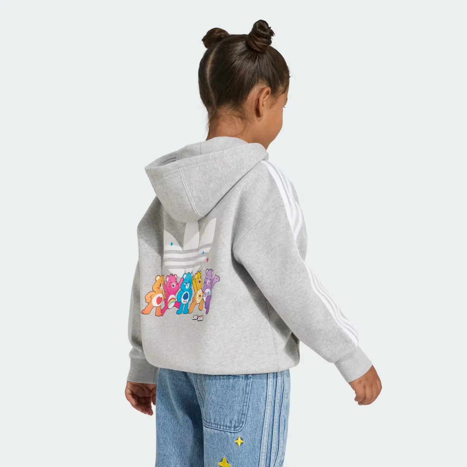 Детское худи оверсайз на молнии Care Bears Adidas Originals, серый меланж — фото 2