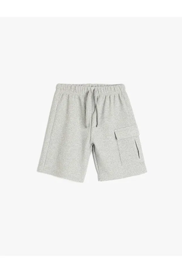 Детские шорты для мальчиков с эластичным поясом Ribbed basic shorts with elastic waist, flap pocket detail Koton, Gray