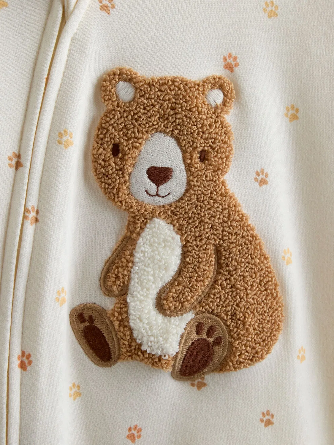 Слип на молнии с аппликацией медведя, Cream Bear Jojo Maman Bébé, кремовый — фото 3