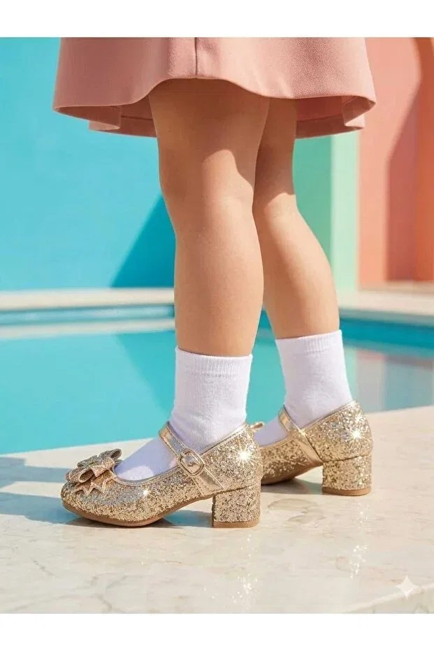 Детские балетки для девочек с бантом Markasende, Metallic — фото 4