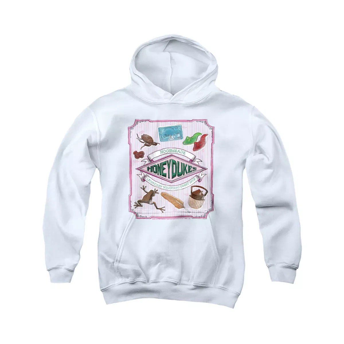 Детский худи с принтом Harry Potter Honeydukes Hogsmeade Label, Harry Potter, White