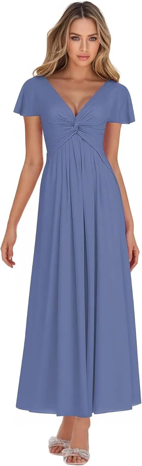Женское длинное платье с рукавами-фонарик YH117, Steel Blue