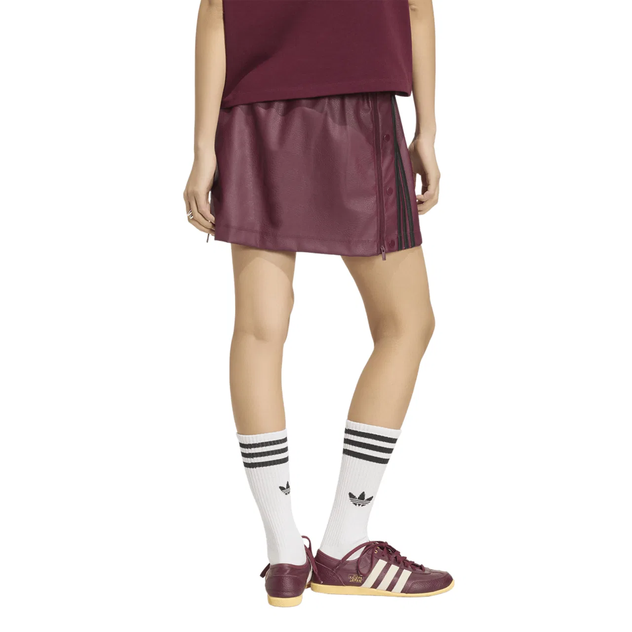Женская юбка Adibreak Pleather Skirt Adidas, цвет Maroon/Black — фото 2