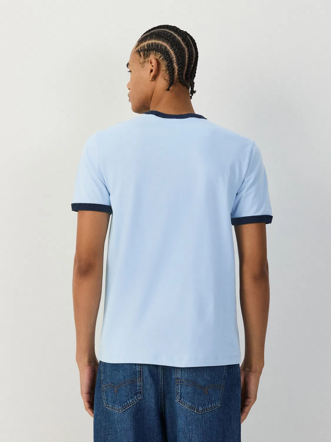 Футболка-рингер Slim Fit, Light Blue Next — фото 3