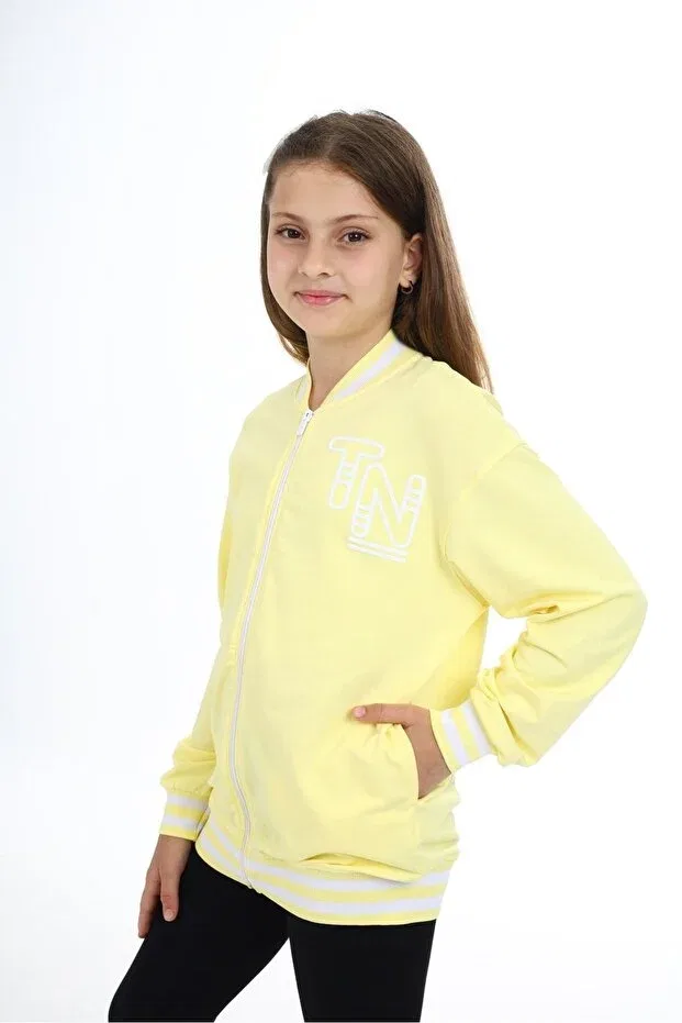 Детский вязаное кардиган для девочек с принтом Toontoy, Light Yellow