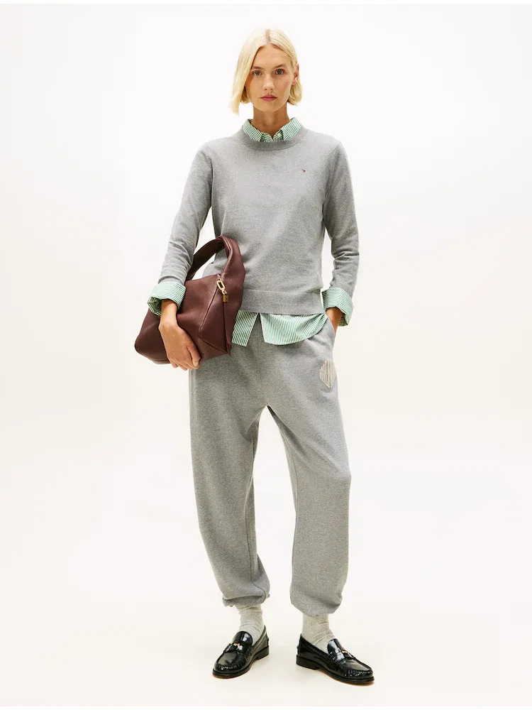 Свитер хлопковый джерси с круглым вырезом TOMMY HILFIGER, Grey — фото 2