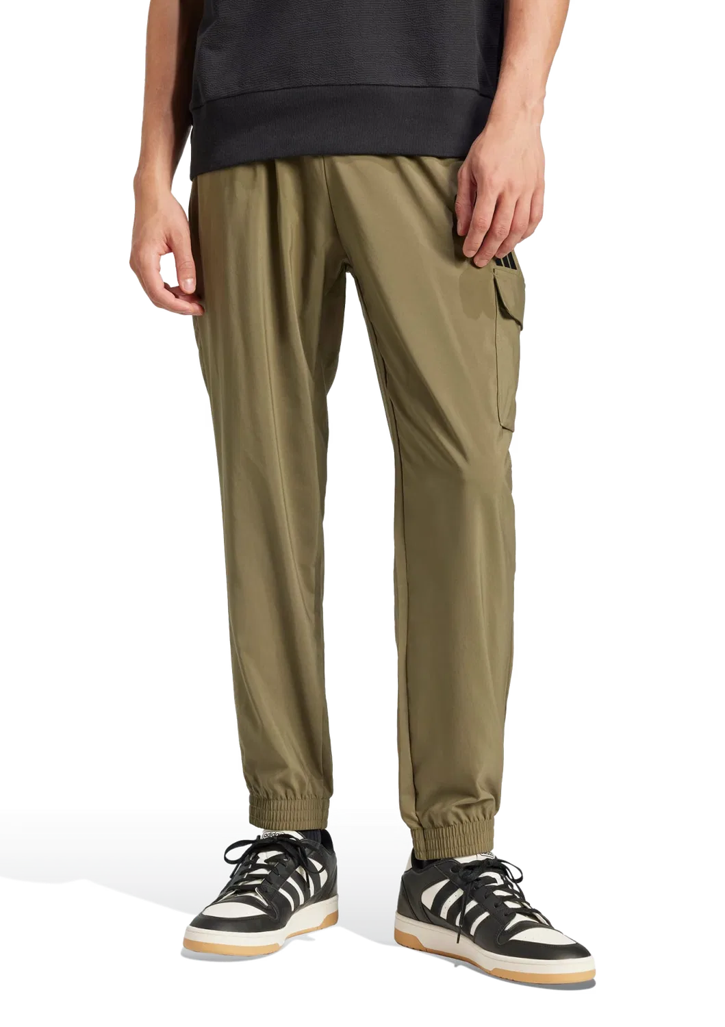 Мужские карго брюки с логотипом Adidas, хаки — фото 2