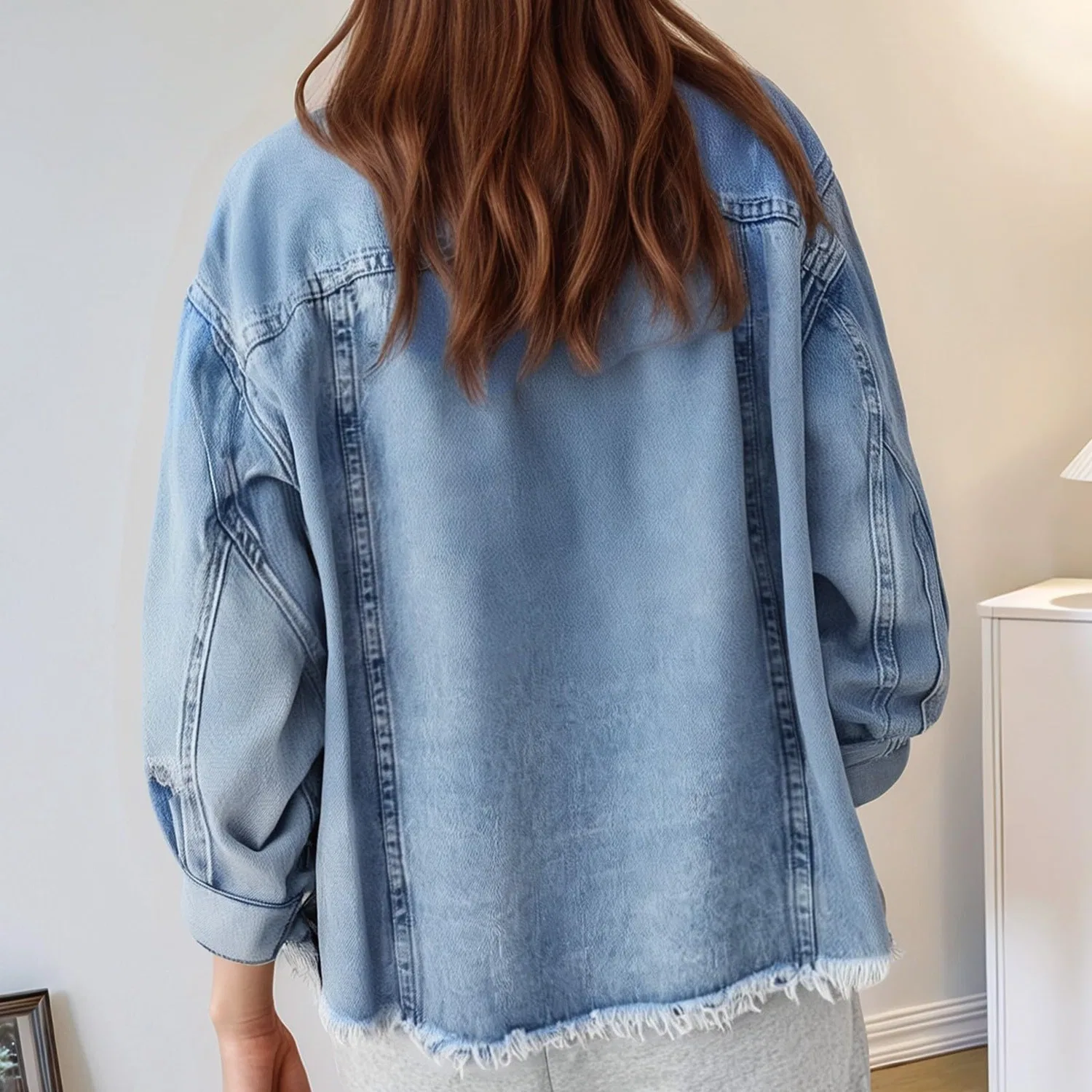 Женская джинсовая куртка с принтом Vintage Denim, Azzurro — фото 3
