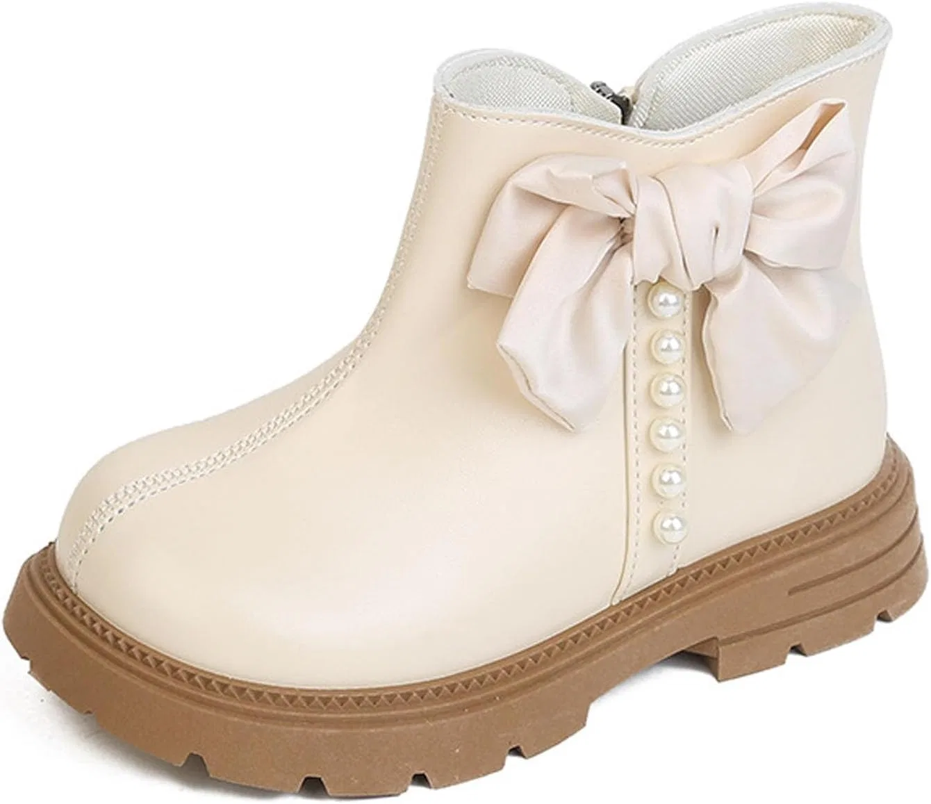 Детские ботинки для девочек с жемчугом и бантом SHOPESSA, Brown