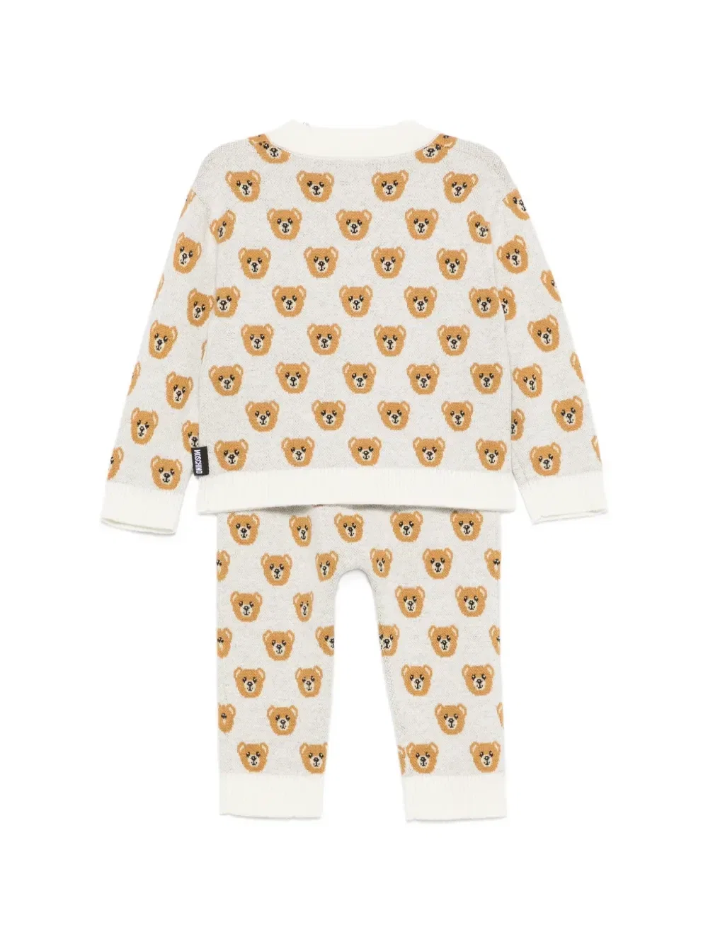 Комплект брюк с вышитым мишкой Teddy Bear Moschino Kids, бежевый — фото 2
