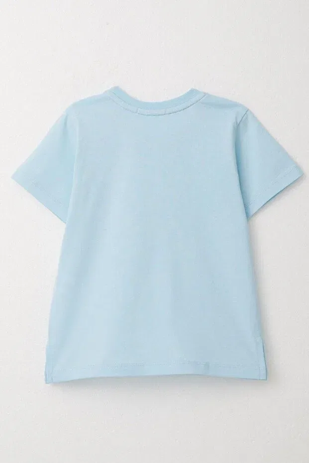Детская футболка для мальчиков с карманом Cool Text Emblem Breeze, Light Blue — фото 2