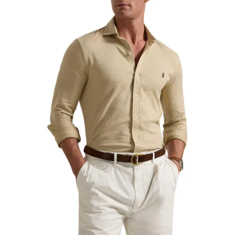 Мужская рубашка на пуговицах с принтом пони Polo Ralph Lauren, Beige — фото 4