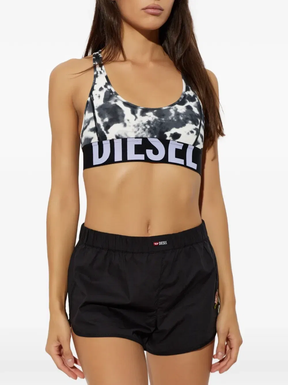 Спортивный топ Allison-D-Pop с принтом тай-дай Diesel, черный — фото 3