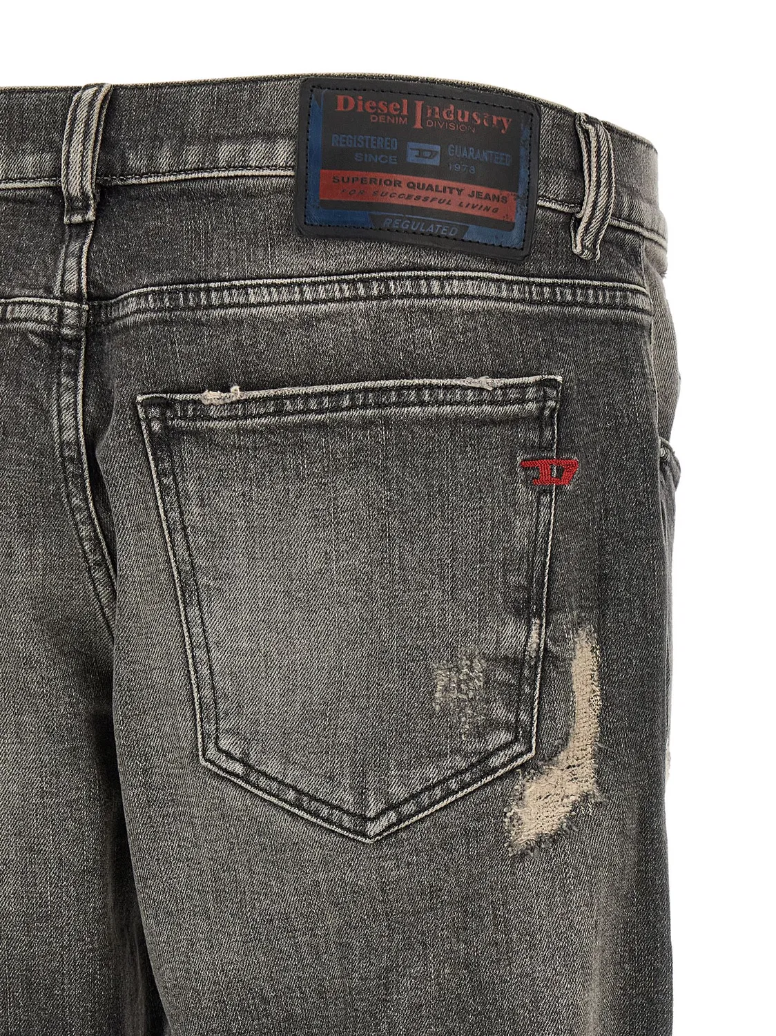Мужские джинсы-скинни с эффектом потертости 2019 D-Strukt Diesel, Gray — фото 4