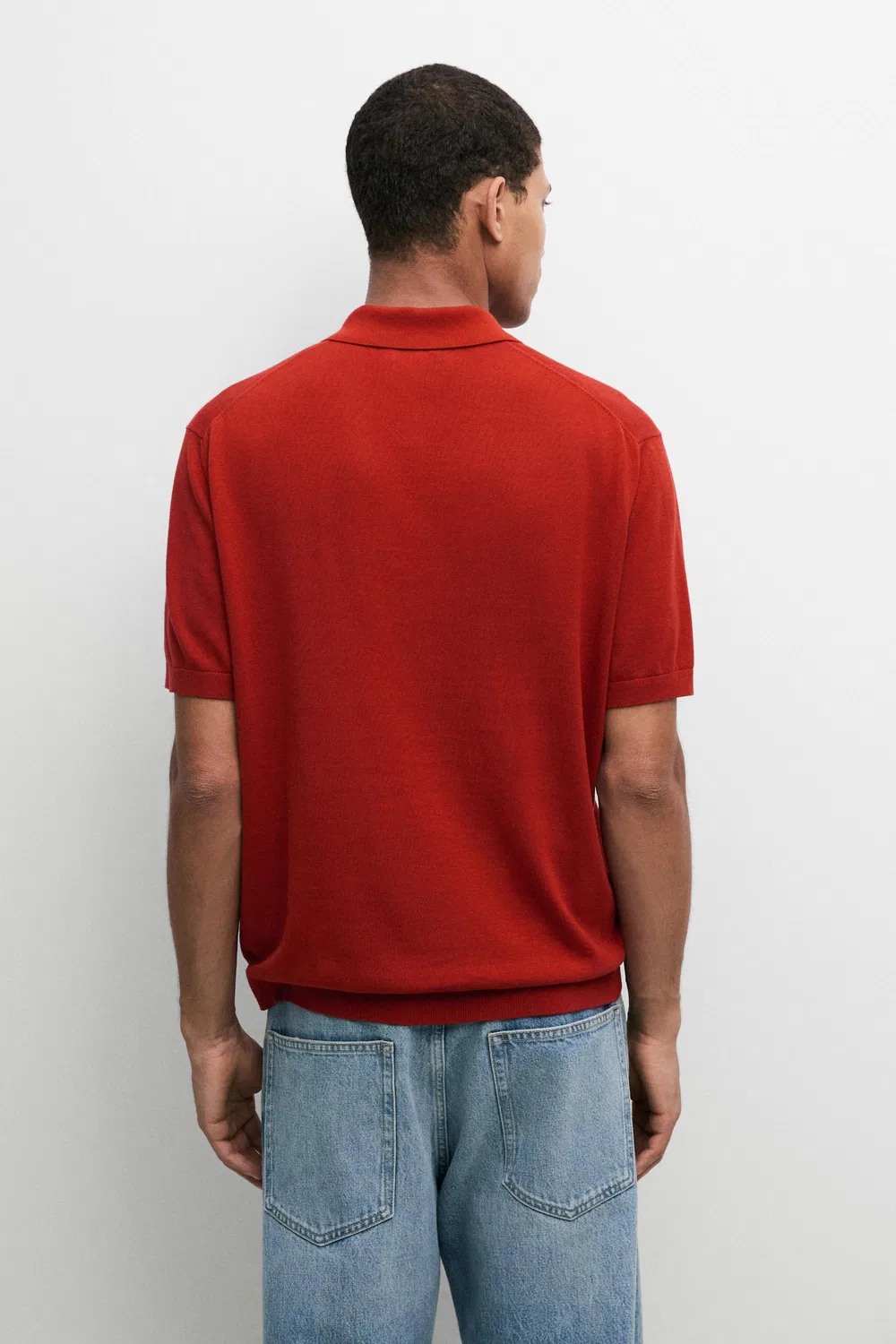 Поло Massimo Dutti 100% Cotton Knit, красный — фото 4