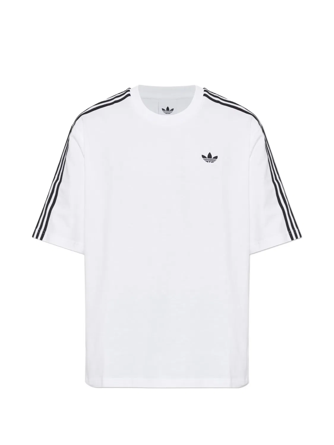 Полосатая футболка с вышитым логотипом Adidas, белый