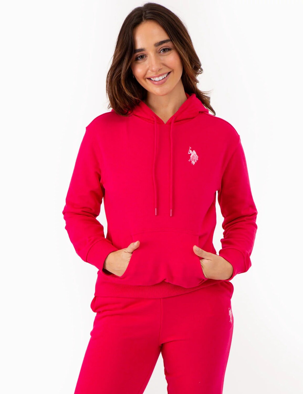 

Худи U.S. Polo Assn. High Low Multi Tonal Logo, фуксия