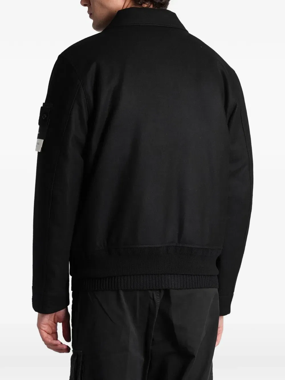 4100017 шерстяная нейлоновая фланелевая куртка-призрак Stone Island, черный — фото 4
