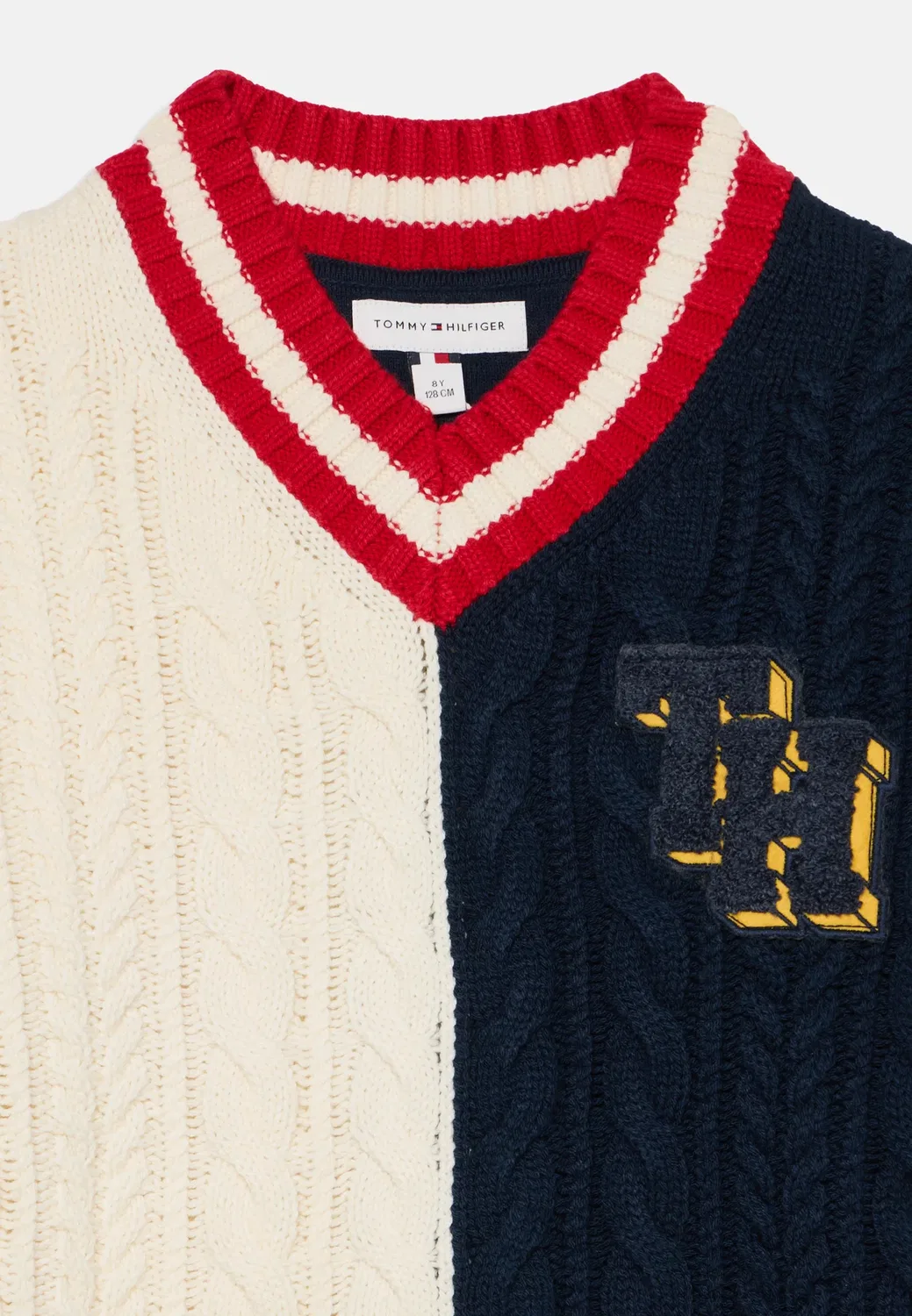 Джемпер Rugby Cable унисекс Tommy Hilfiger, Ivory Petal/Navy Blocking — фото 3