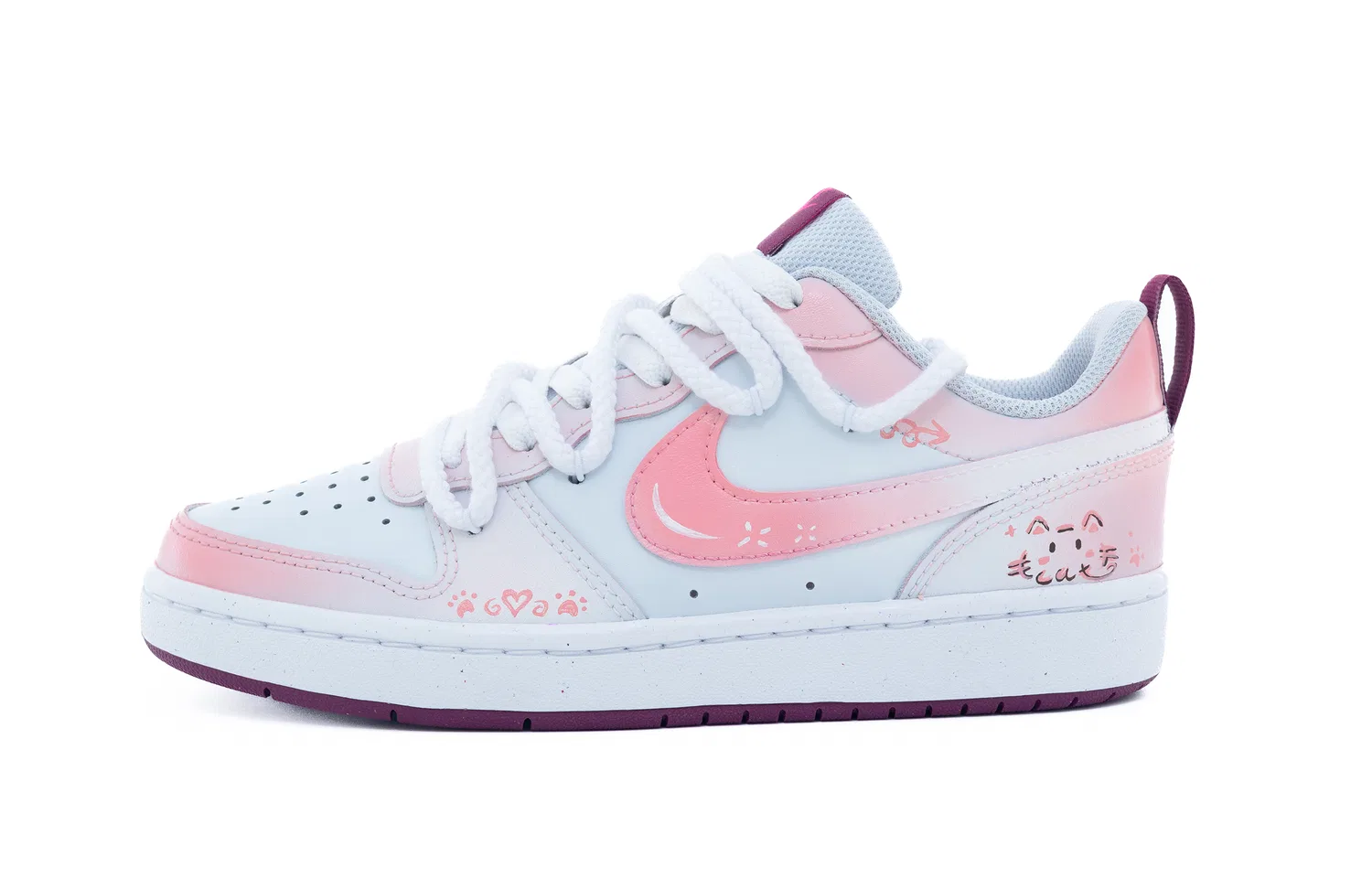 Детские кроссовки для скейтбординга с кожаным верхом Court Borough2 Nike, Pink White