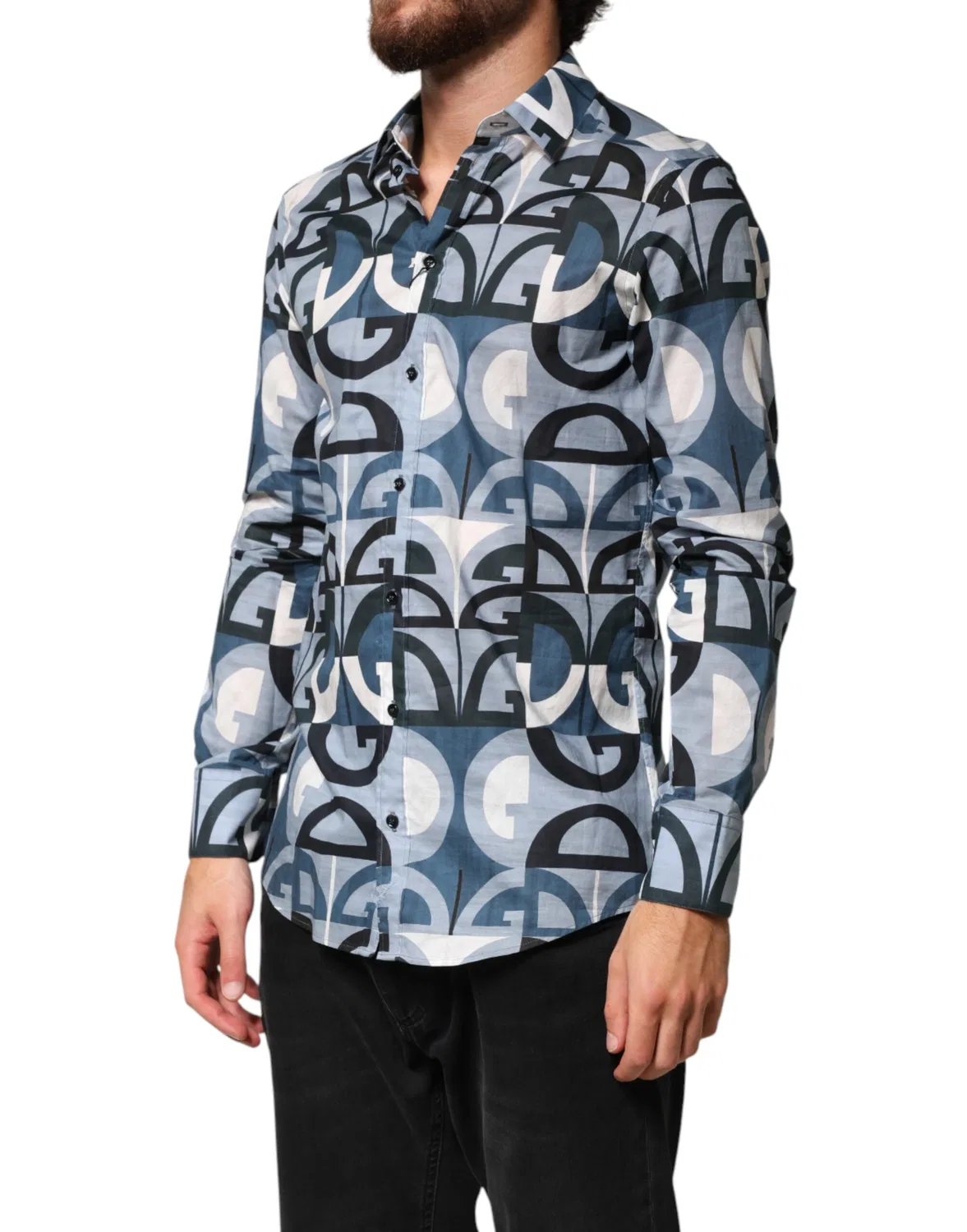 Мужская рубашка с длинным рукавом с логотипом MARTINI Dolce & Gabbana, Blue — фото 3