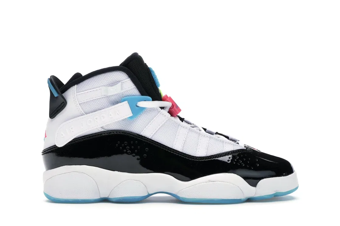 Детские кроссовки Lifestyle Jordan 6 Rings Jordan, White/Black-Hyper Pink-Light Blue Fury-Cyber
