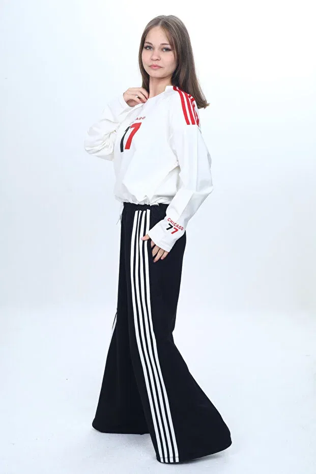 Детский комплект из свитшота и широких брюк Oversized Piece Joui Co, Black And White — фото 3