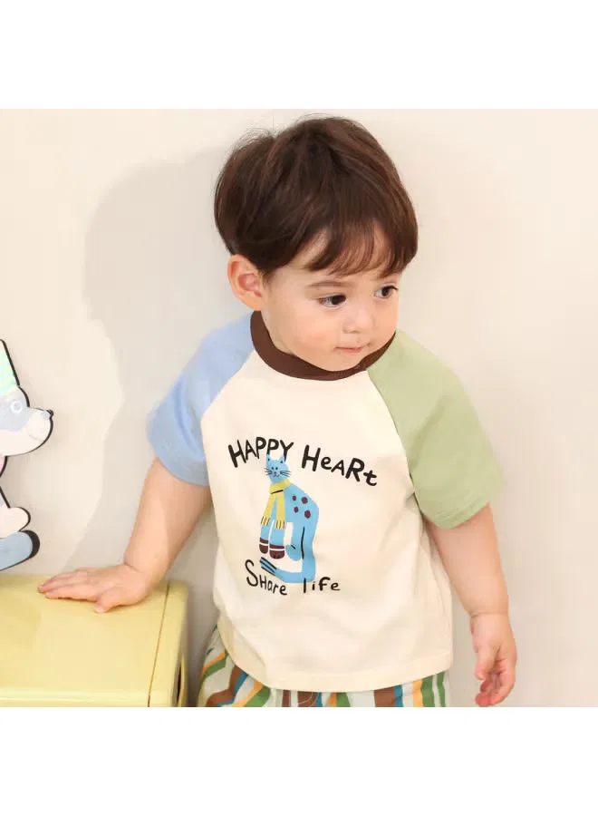 Футболка с принтом Little o dad Luson, бежевый — фото 2