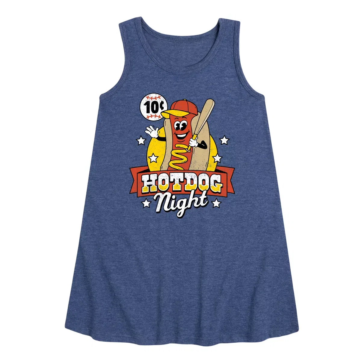 Детское платье-трапеция без рукавов с принтом Ten Cent Hotdog Night Instant Message, Heather Navy