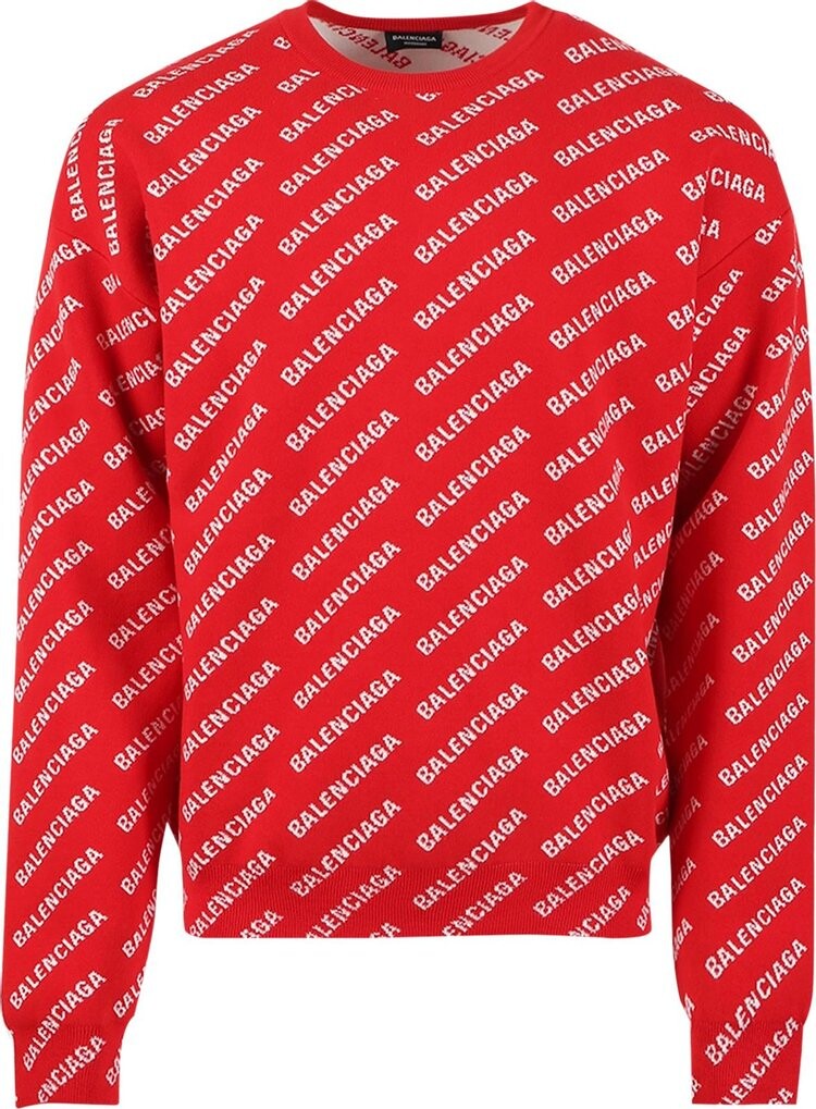 

Толстовка Balenciaga All Over Logo Crewneck 'Red/White', красный