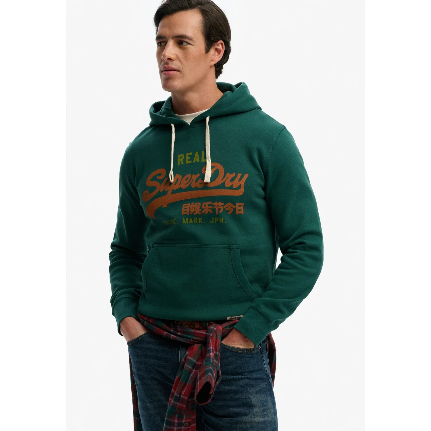 Мужской худи с капюшоном с классическим винтажным логотипом Superdry, Varsity Green — фото 2