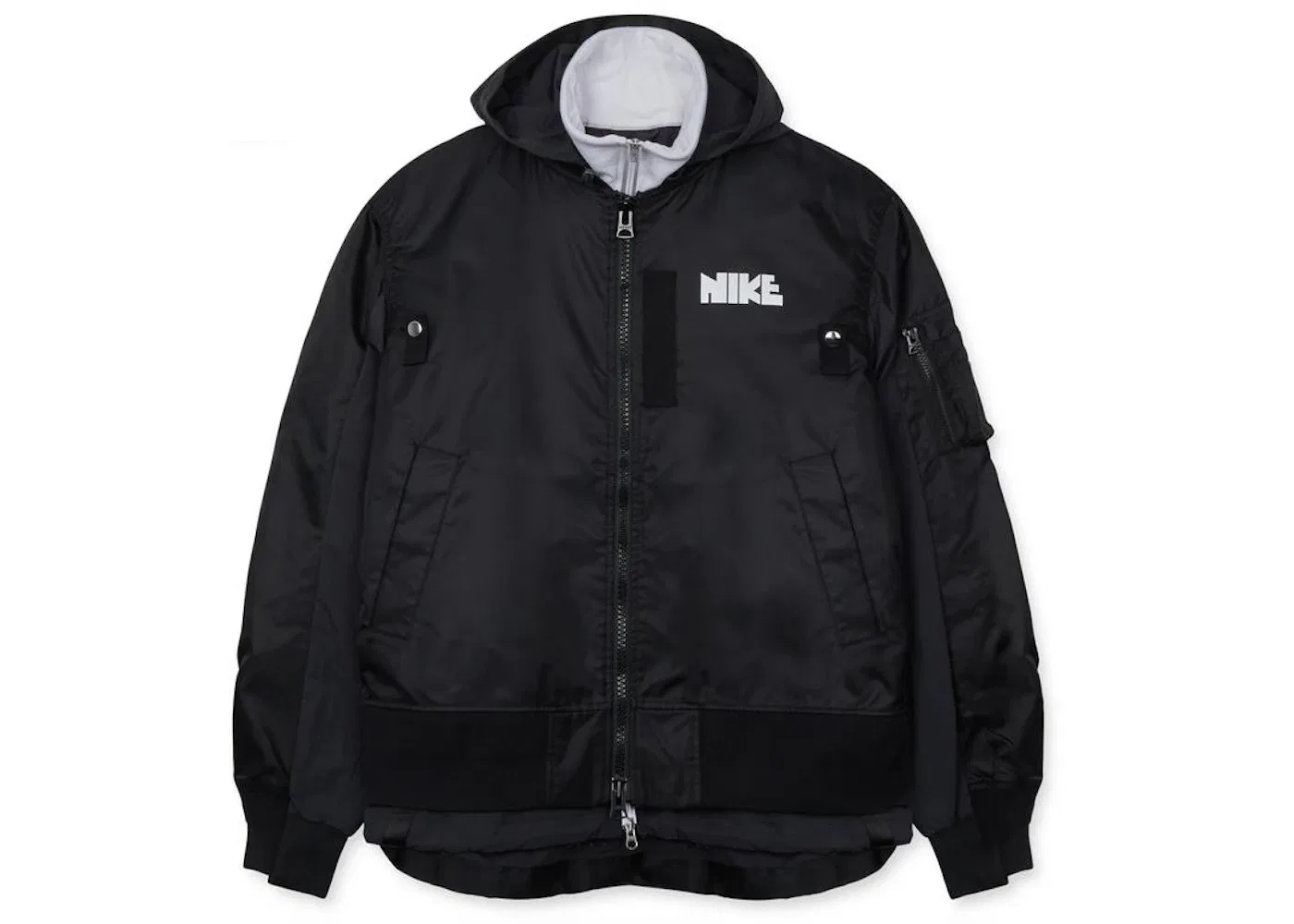 Женская куртка-бомбер с многослойностью Nike x Sacai Layered Bomber Jacket Nike, Black