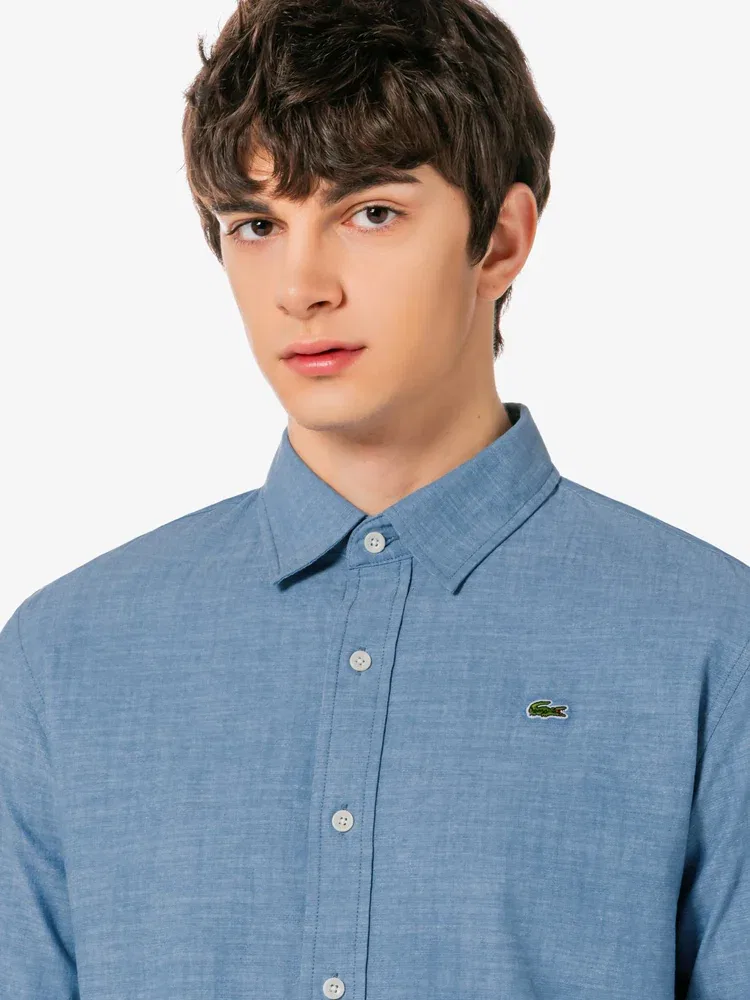 Рубашка с длинным рукавом Chambray LACOSTE, Blue — фото 2