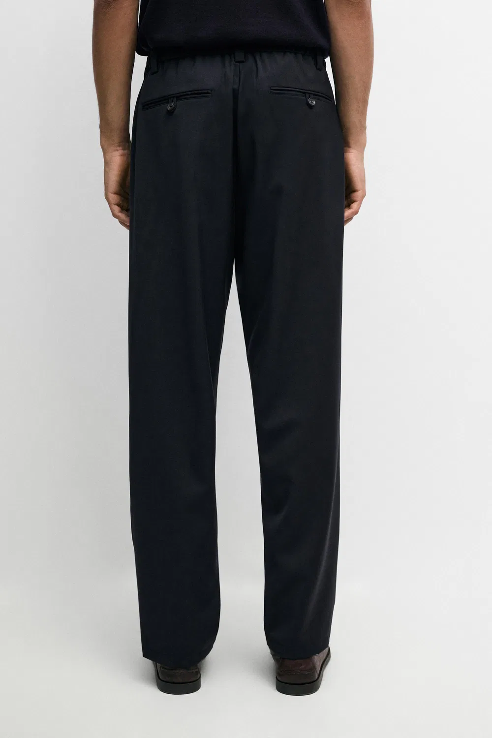 Брюки Massimo Dutti 100% Wool Straight-Leg, темно-синий — фото 4
