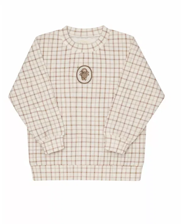 Детский комплект для сна из модального французского футера с принтом Plaid Sheep Ely'S & Co., Mauve — фото 3