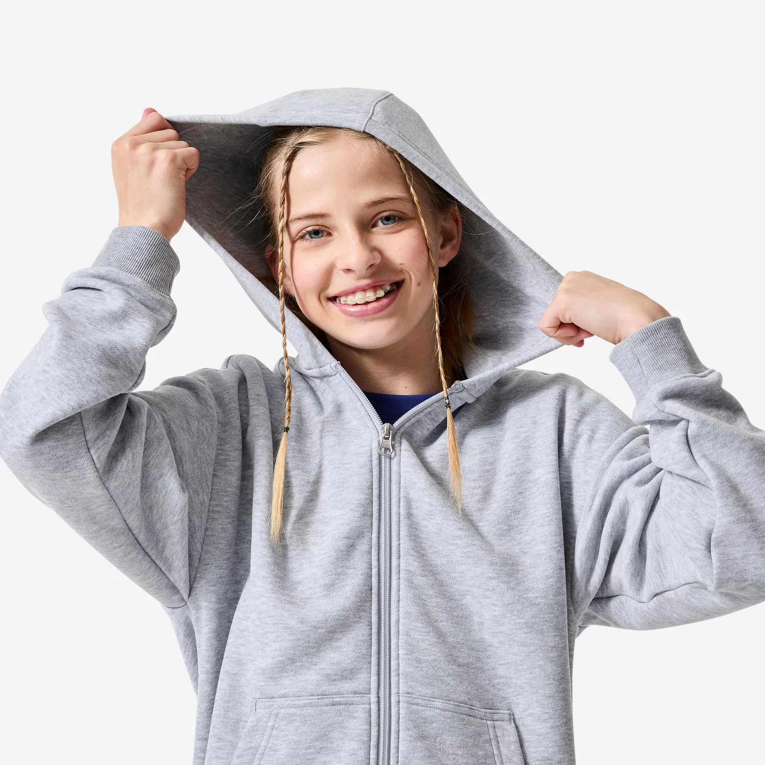 Детское худи свободного кроя Decathlon, Silbergrau — фото 3