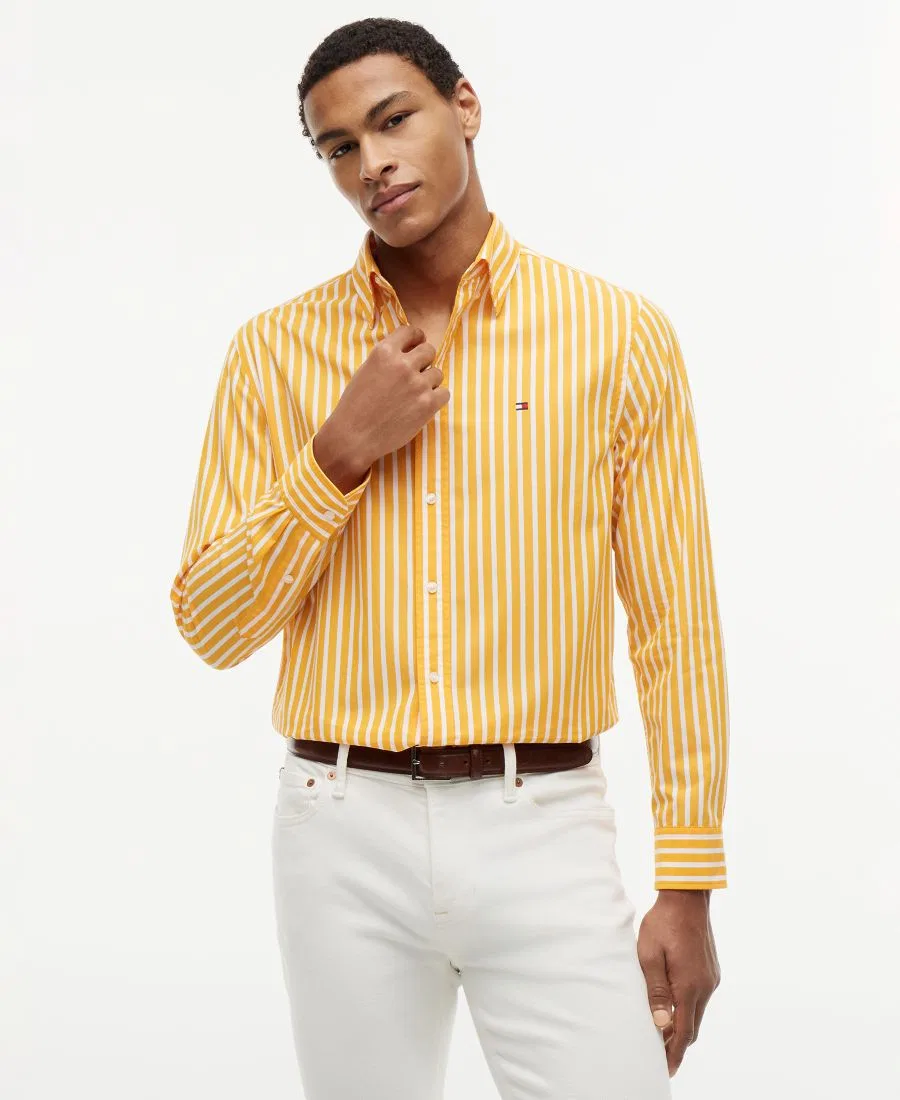 Рубашка с принтом в полоску, с длинным рукавом Tommy Hilfiger, Orange Flash Stripe
