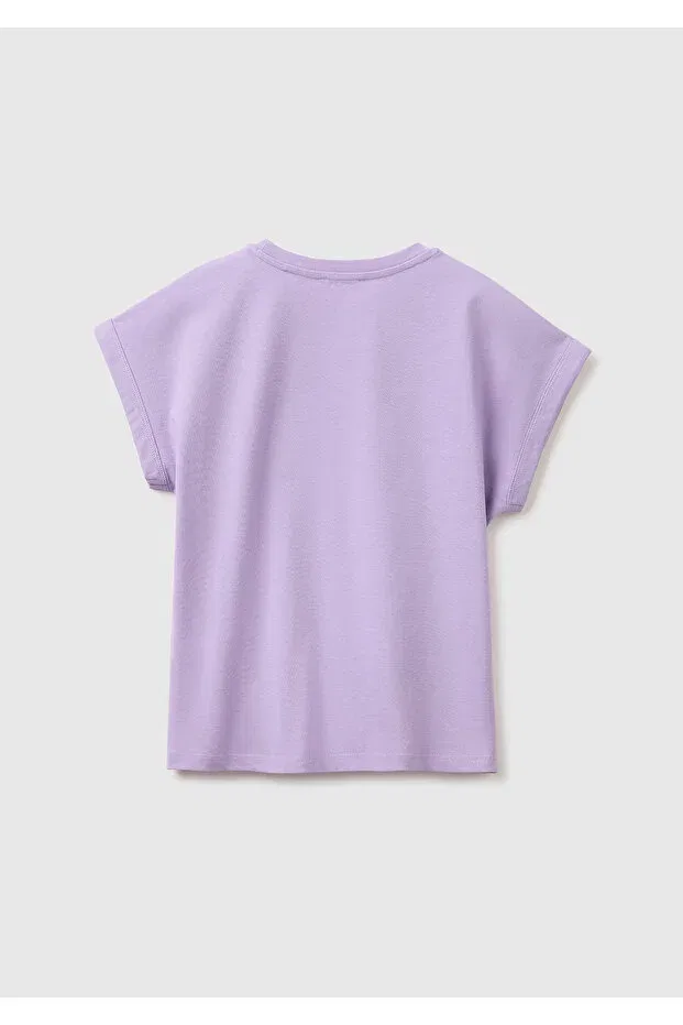 Детская футболка для девочек хлопковая United Colors Of Benetton, Lilac — фото 2