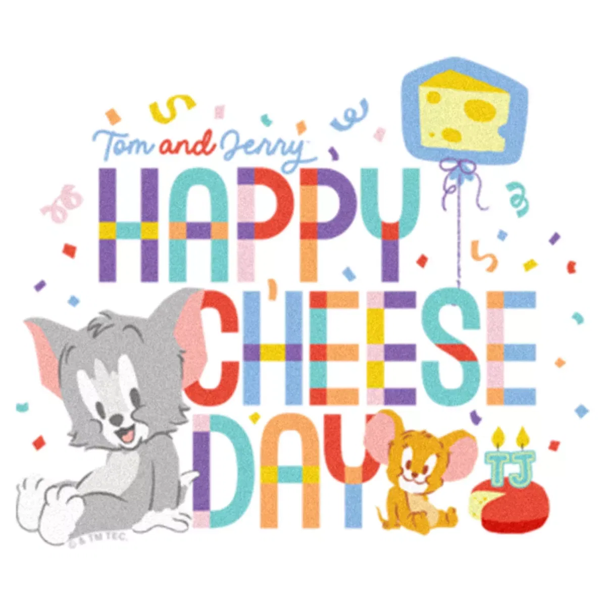 Детский боди-комбинезон с принтом Happy Cheese Day Tom and Jerry, White — фото 2