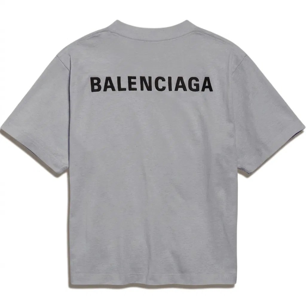 Женская футболка с круглым вырезом прямого кроя Balenciaga, Gray — фото 3