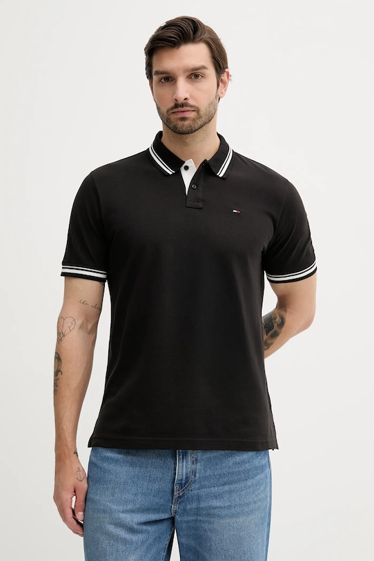 

Хлопковая поло Tommy Jeans, черный